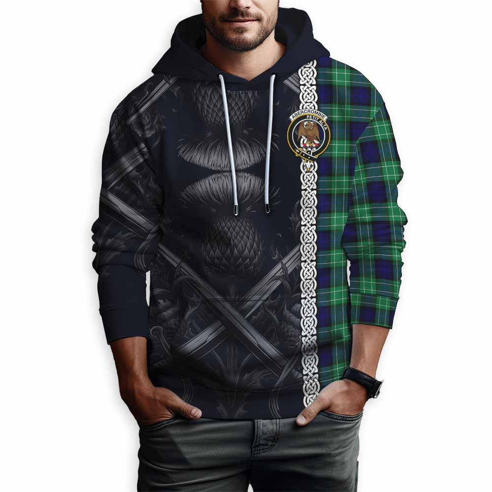 Tartan Vibes Clothing Abercrombie Tartan Hoodie with Family Crest Cross Sword Thistle Celtic Vibes