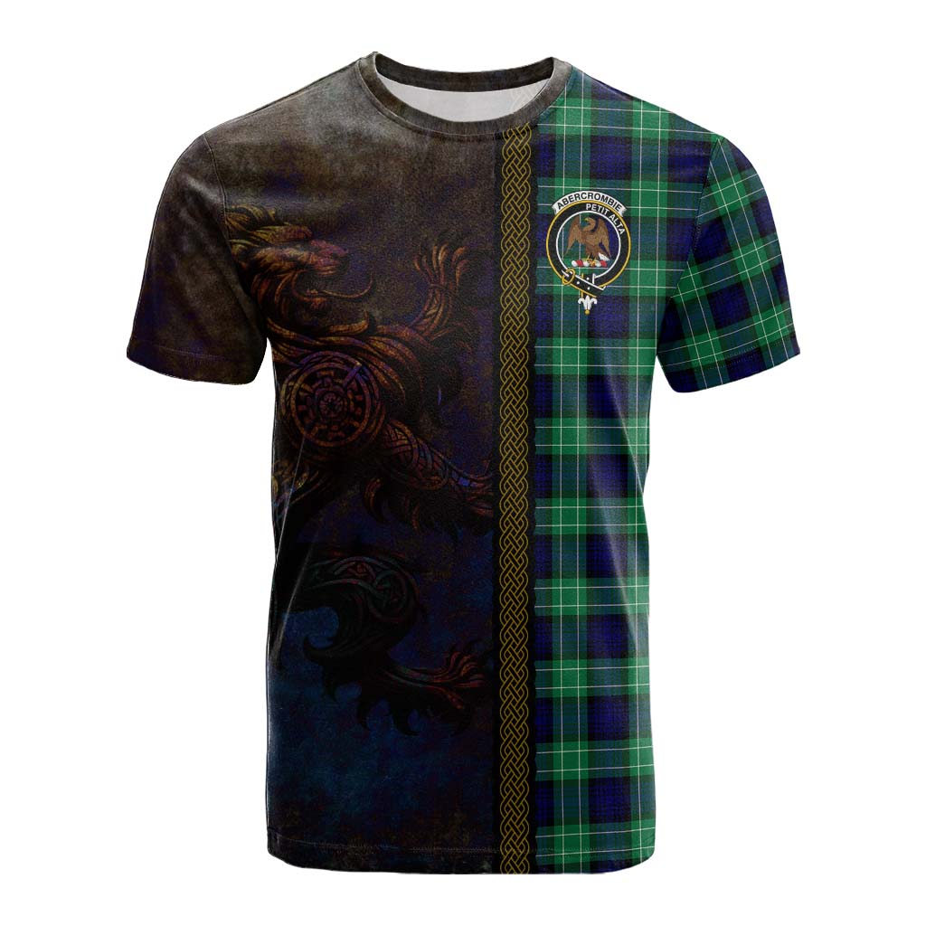 Tartan Vibes Clothing Abercrombie Tartan Family Crest Cotton T-shirt Alba Gu Brath Be Brave Lion Ancient Style