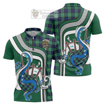 Abercrombie Tartan Zipper Polo Shirt with Epic Bagpipe Style Unisex - Tartanvibesclothing Shop