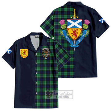 Tartan Vibes Clothing Abercrombie Tartan Short Sleeve Button Shirt with Scottish Lion Royal Arm Half Style