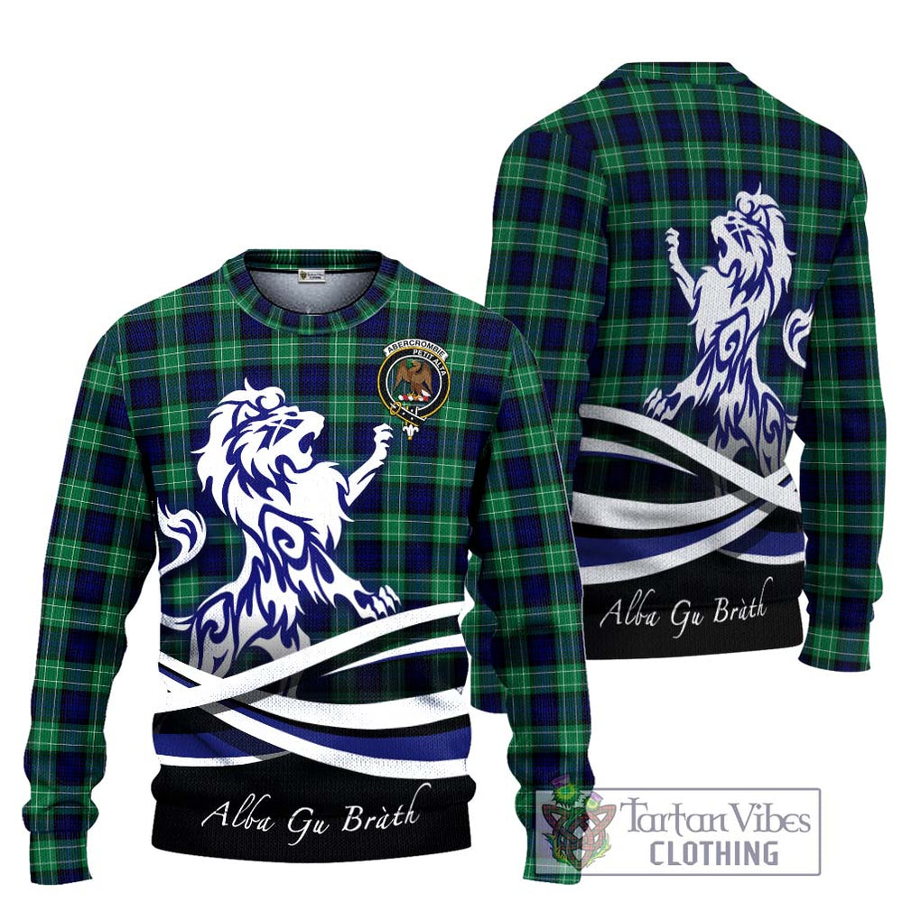 Abercrombie Tartan Knitted Sweater with Alba Gu Brath Regal Lion Emblem Unisex - Tartanvibesclothing Shop