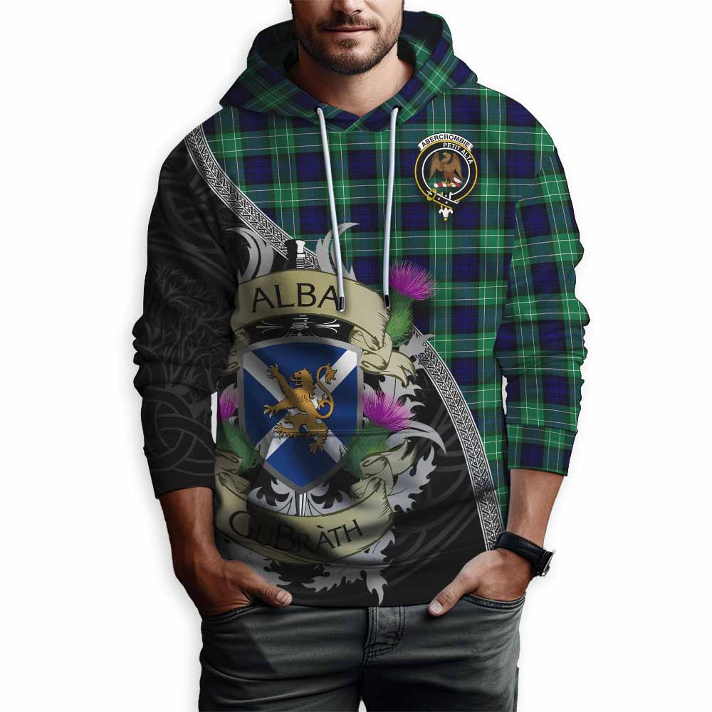 Tartan Vibes Clothing Abercrombie Tartan Family Crest Hoodie Lion Rampant Royal Thistle Shield Celtic Inspired