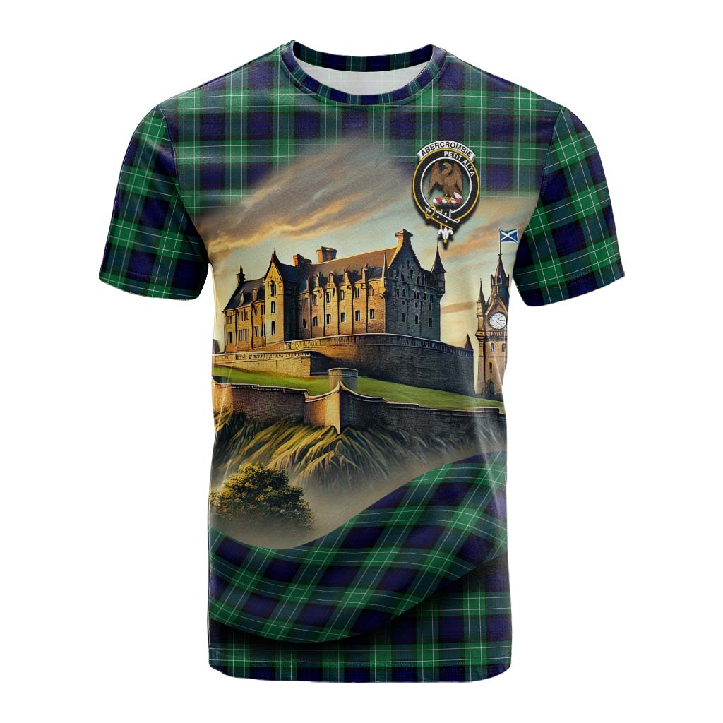 Tartan Vibes Clothing Abercrombie Tartan Family Crest Cotton T-shirt with Scottish Ancient Castle Style