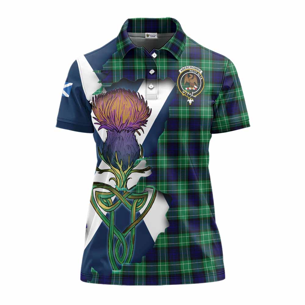 Tartan Vibes Clothing Abercrombie Tartan Family Crest Women's Polo Shirt Scottish Thistle Celtic Inspired