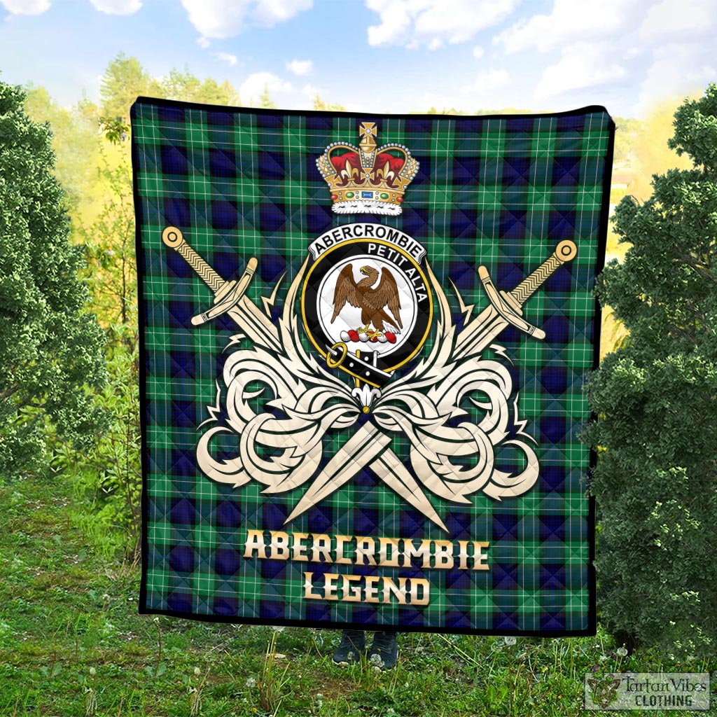 Tartan Vibes Clothing Abercrombie Tartan Quilt with Clan Crest and the Golden Sword of Courageous Legacy