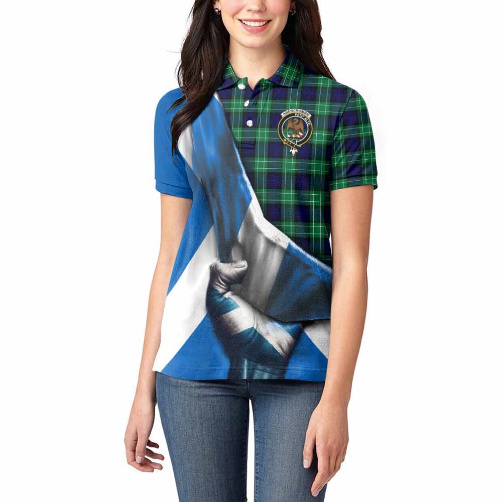 Tartan Vibes Clothing Abercrombie Tartan Women's Polo Shirt with Family Crest Scotland Patriotic Style
