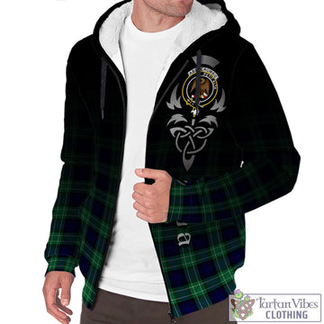 Abercrombie Tartan Sherpa Hoodie Featuring Alba Gu Brath Family Crest Celtic Inspired