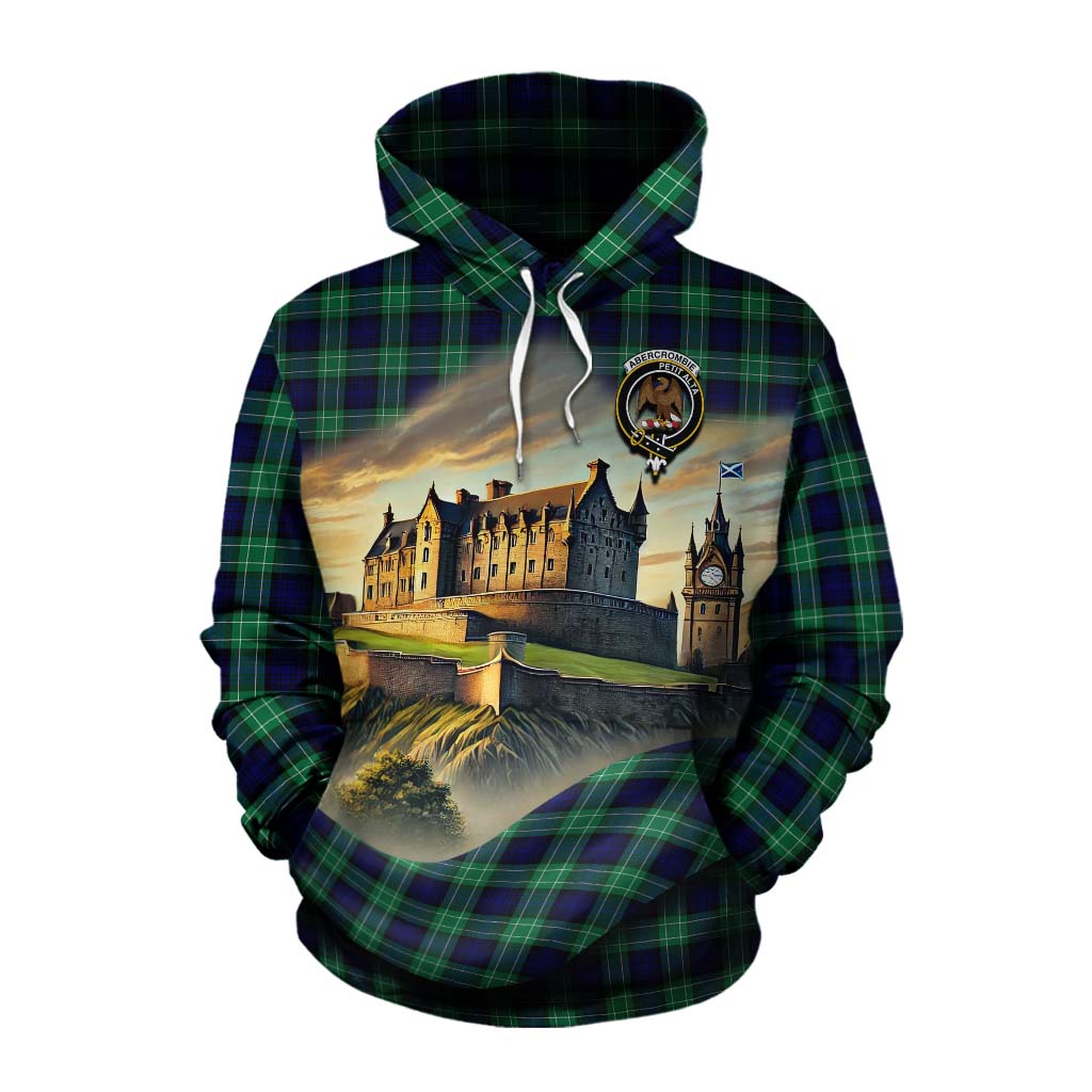 Tartan Vibes Clothing Abercrombie Tartan Family Crest Cotton Hoodie with Scottish Ancient Castle Style
