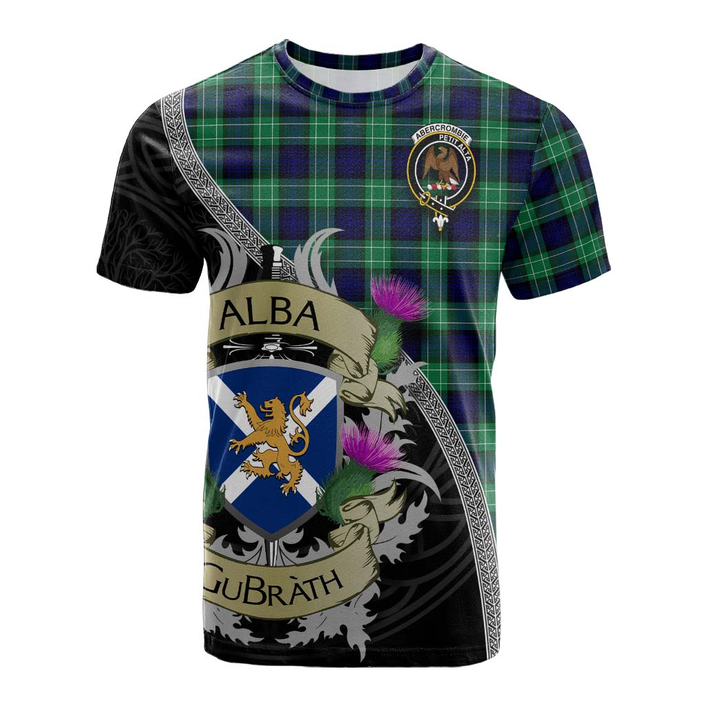 Tartan Vibes Clothing Abercrombie Tartan Family Crest Cotton T-shirt Lion Rampant Royal Thistle Shield Celtic Inspired