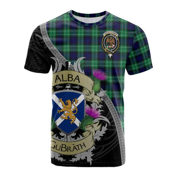 Tartan Vibes Clothing Abercrombie Tartan Family Crest Cotton T-shirt Lion Rampant Royal Thistle Shield Celtic Inspired