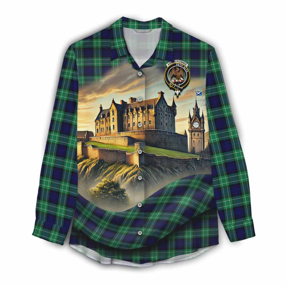 Tartan Vibes Clothing Abercrombie Tartan Family Crest Women's Casual Shirt with Scottish Ancient Castle Style