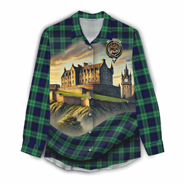 Tartan Vibes Clothing Abercrombie Tartan Family Crest Women's Casual Shirt with Scottish Ancient Castle Style