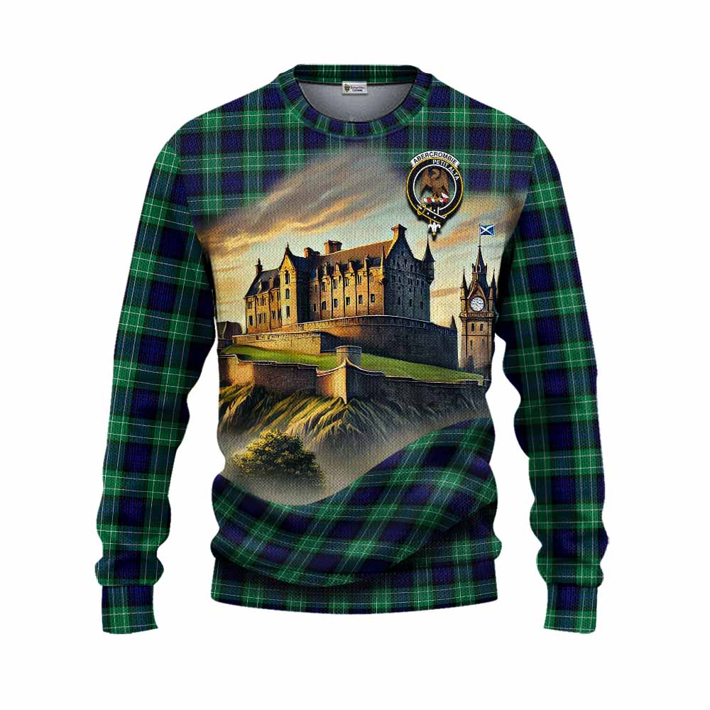 Tartan Vibes Clothing Abercrombie Tartan Family Crest Knitted Sweater with Scottish Ancient Castle Style
