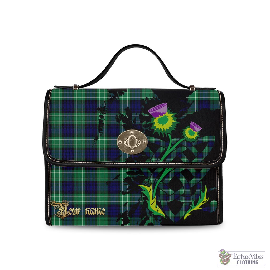 Tartan Vibes Clothing Abercrombie Tartan Waterproof Canvas Bag with Scotland Map and Thistle Celtic Accents