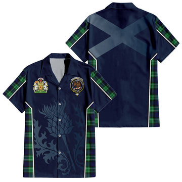 Abercrombie Tartan Short Sleeve Button Up Shirt with Family Crest and Scottish Thistle Vibes Sport Style