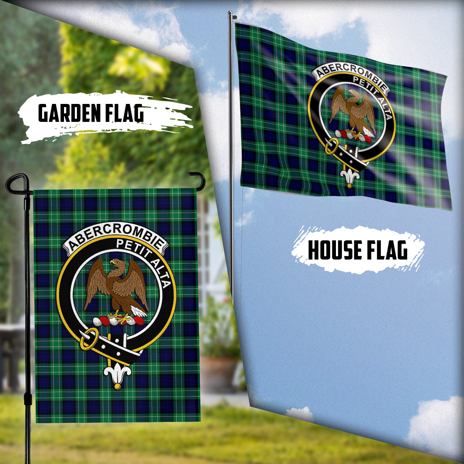 Abercrombie Tartan Flag with Family Crest Garden Flag (Vertical) - Tartanvibesclothing