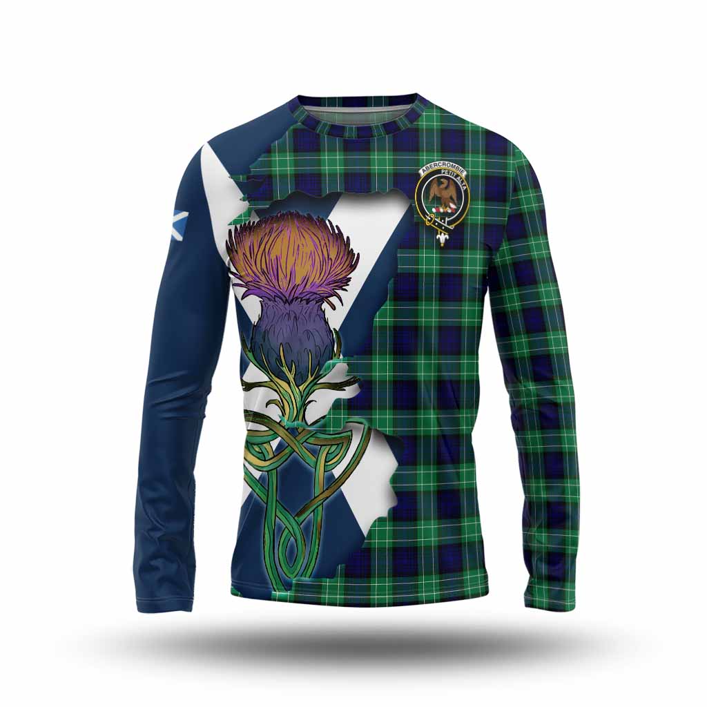 Tartan Vibes Clothing Abercrombie Tartan Family Crest Long Sleeve T-Shirt Scottish Thistle Celtic Inspired