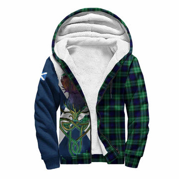 Abercrombie Tartan Family Crest Sherpa Hoodie Scottish Thistle Celtic Inspired