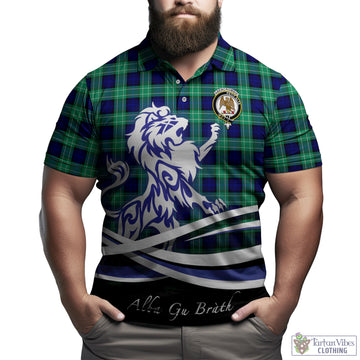 Abercrombie Tartan Polo Shirt with Alba Gu Brath Regal Lion Emblem
