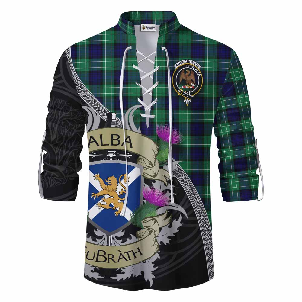 Tartan Vibes Clothing Abercrombie Tartan Family Crest Ghillie Kilt Shirt Lion Rampant Royal Thistle Shield Celtic Inspired