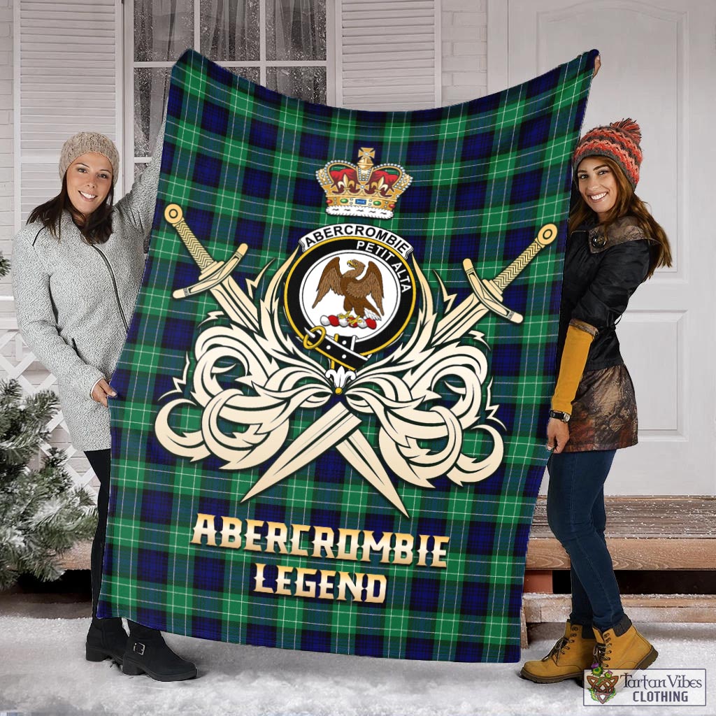 Tartan Vibes Clothing Abercrombie Tartan Blanket with Clan Crest and the Golden Sword of Courageous Legacy