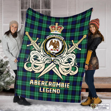 Abercrombie Tartan Blanket with Clan Crest and the Golden Sword of Courageous Legacy