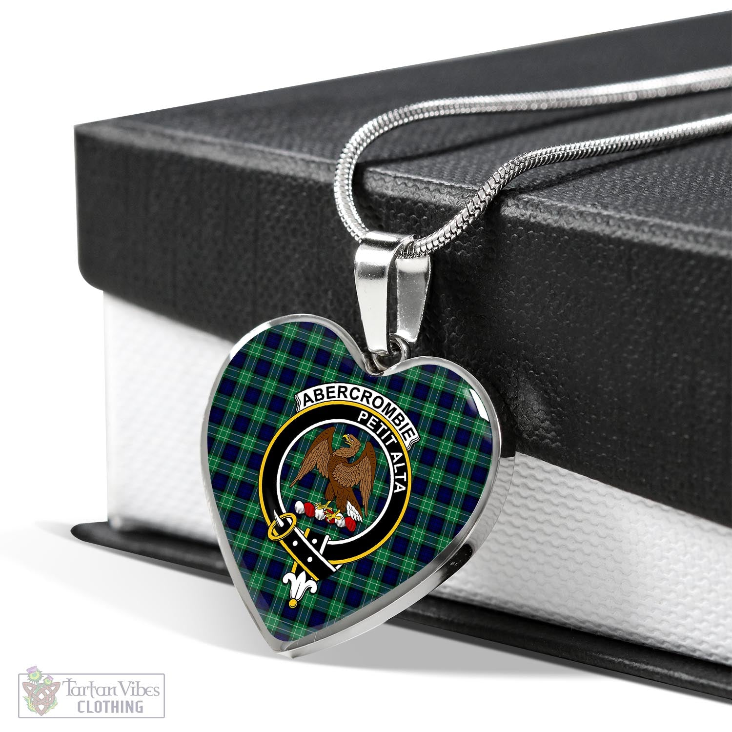 Tartan Vibes Clothing Abercrombie Tartan Heart Necklace with Family Crest