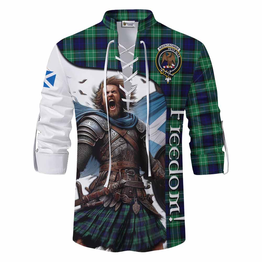Tartan Vibes Clothing Abercrombie Crest Tartan Ghillie Kilt Shirt Inspired by the Freedom of Scottish Warrior