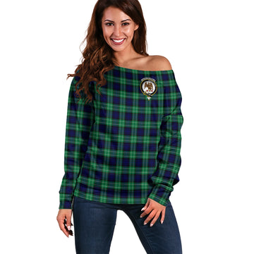 Abercrombie Tartan Off Shoulder Women Sweater with Family Crest Women - Tartanvibesclothing