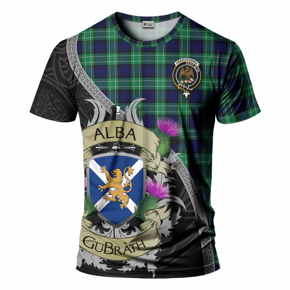 Tartan Vibes Clothing Abercrombie Tartan Family Crest T-Shirt Lion Rampant Royal Thistle Shield Celtic Inspired