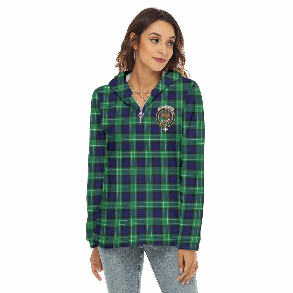 Tartan Vibes Clothing Abercrombie Tartan Crest Women's Borg  Half Zip Fleece Hoodie