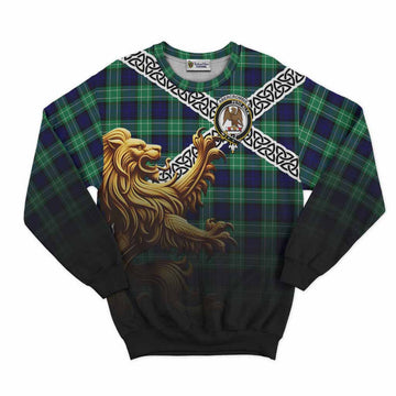 Abercrombie Crest Tartan Sweatshirt with Golden Lion Emblem Celtic Style