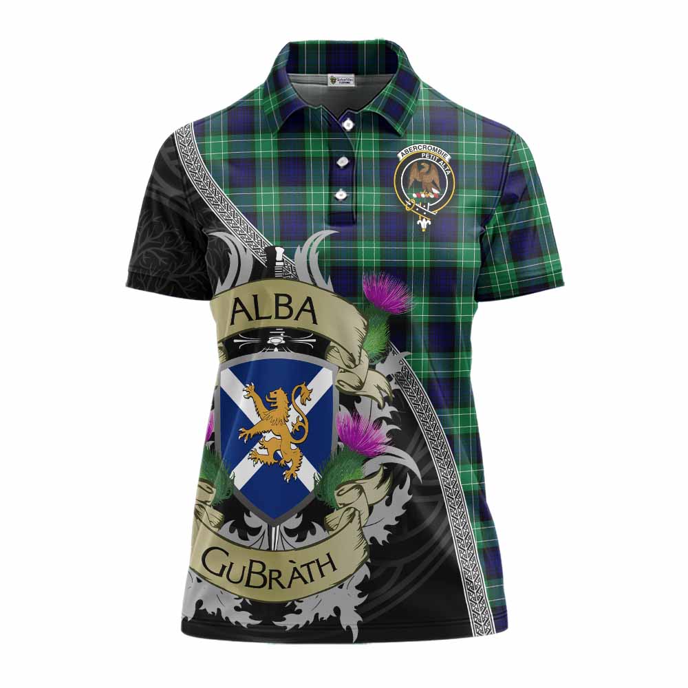 Tartan Vibes Clothing Abercrombie Tartan Family Crest Women's Polo Shirt Lion Rampant Royal Thistle Shield Celtic Inspired