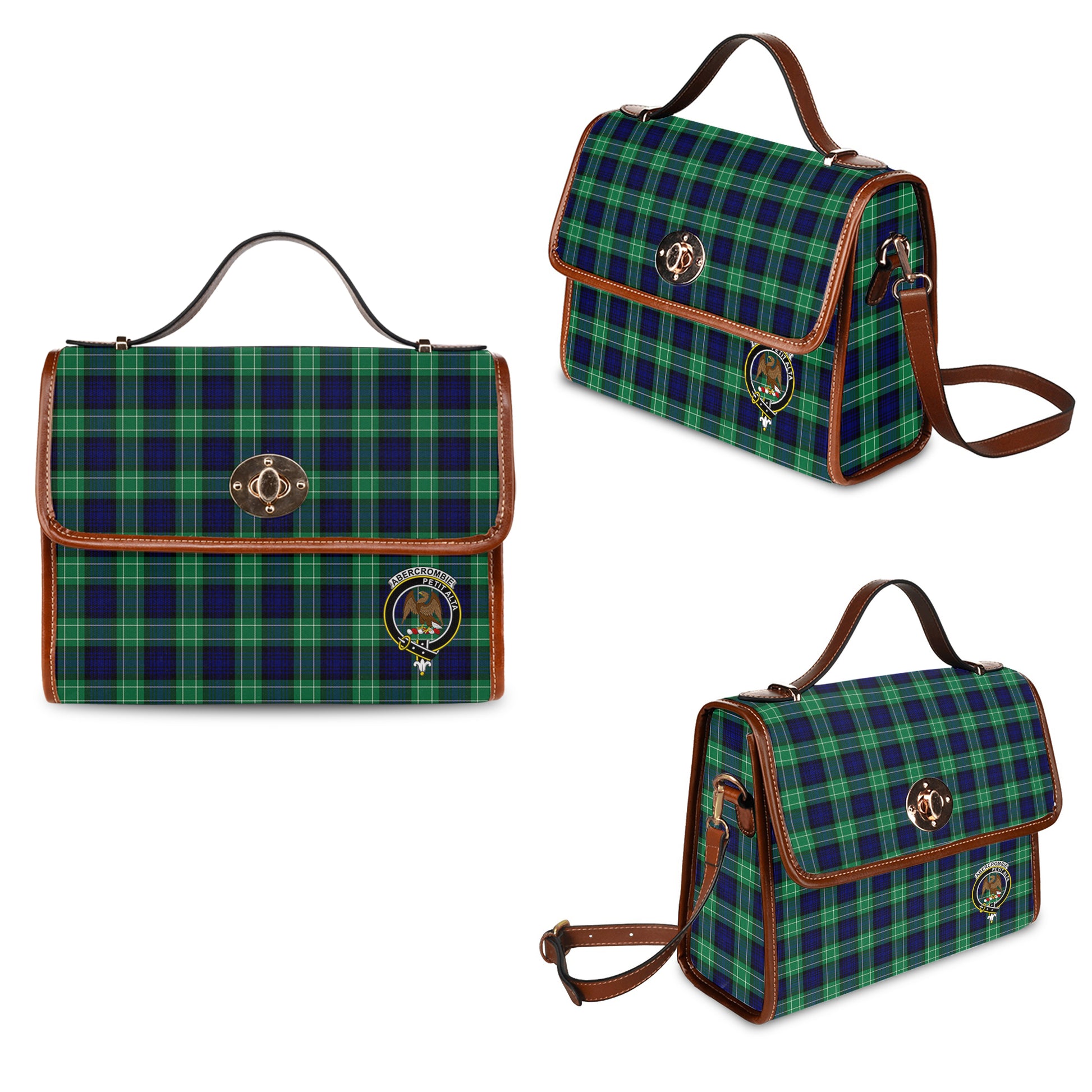 Abercrombie Tartan Leather Strap Waterproof Canvas Bag with Family Crest One Size 34cm * 42cm (13.4" x 16.5") - Tartanvibesclothing