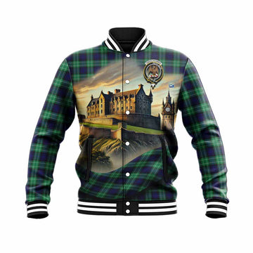 Tartan Vibes Clothing Abercrombie Tartan Family Crest Baseball Jacket with Scottish Ancient Castle Style