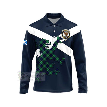 Tartan Vibes Clothing Abercrombie Tartan Lion Rampant Long Sleeve Polo Shirt – Proudly Display Your Heritage with Alba Gu Brath and Clan Name