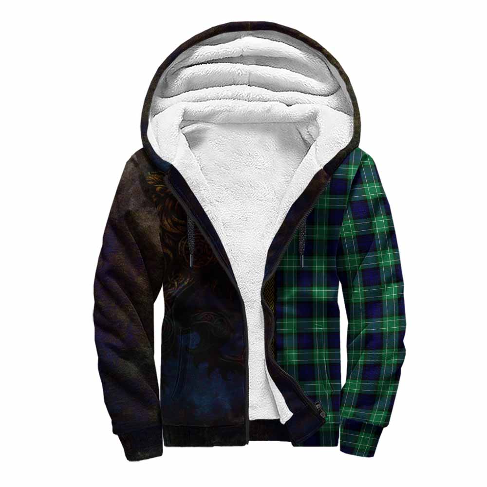 Tartan Vibes Clothing Abercrombie Tartan Family Crest Sherpa Hoodie Alba Gu Brath Be Brave Lion Ancient Style