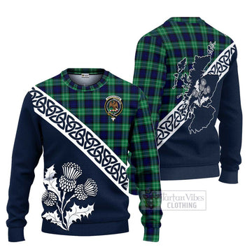 Tartan Vibes Clothing Abercrombie Tartan Knitted Sweater Featuring Thistle and Scotland Map