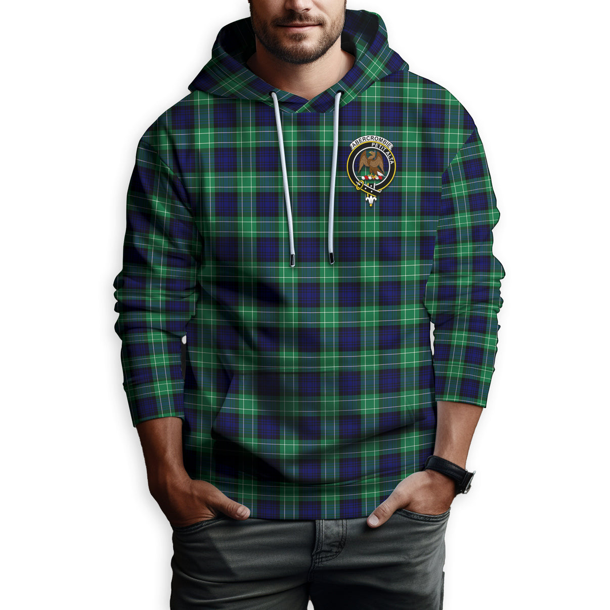 Abercrombie Tartan Crest Black Garden Flag - Gold Thistle Style main image 1
