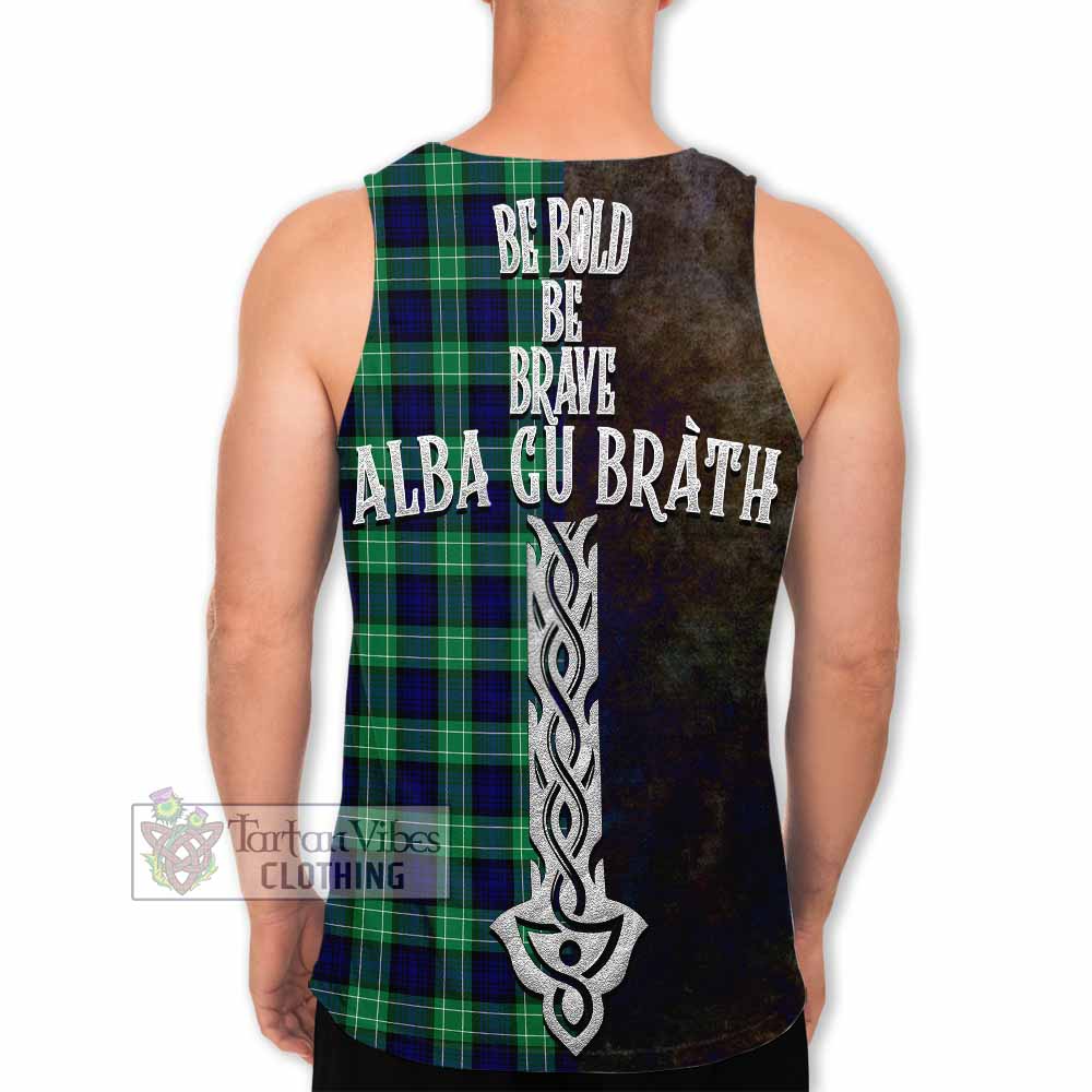 Tartan Vibes Clothing Abercrombie Tartan Family Crest Men's Tank Top Alba Gu Brath Be Brave Lion Ancient Style