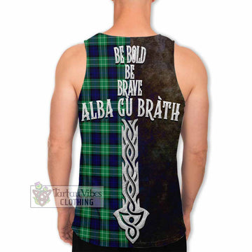 Abercrombie Tartan Family Crest Men's Tank Top Alba Gu Brath Be Brave Lion Ancient Style