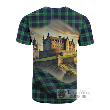 Tartan Vibes Clothing Abercrombie Tartan Family Crest Cotton T-shirt with Scottish Ancient Castle Style