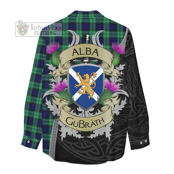 Tartan Vibes Clothing Abercrombie Tartan Family Crest Women's Casual Shirt Lion Rampant Royal Thistle Shield Celtic Inspired