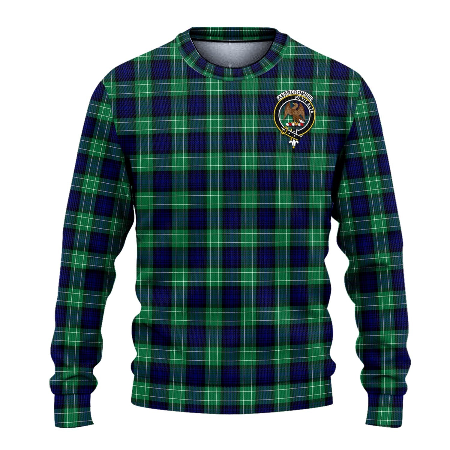 Abercrombie Tartan Knitted Sweater with Family Crest - Tartanvibesclothing