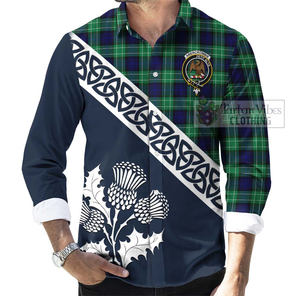 Tartan Vibes Clothing Abercrombie Tartan Long Sleeve Button Shirt Featuring Thistle and Scotland Map