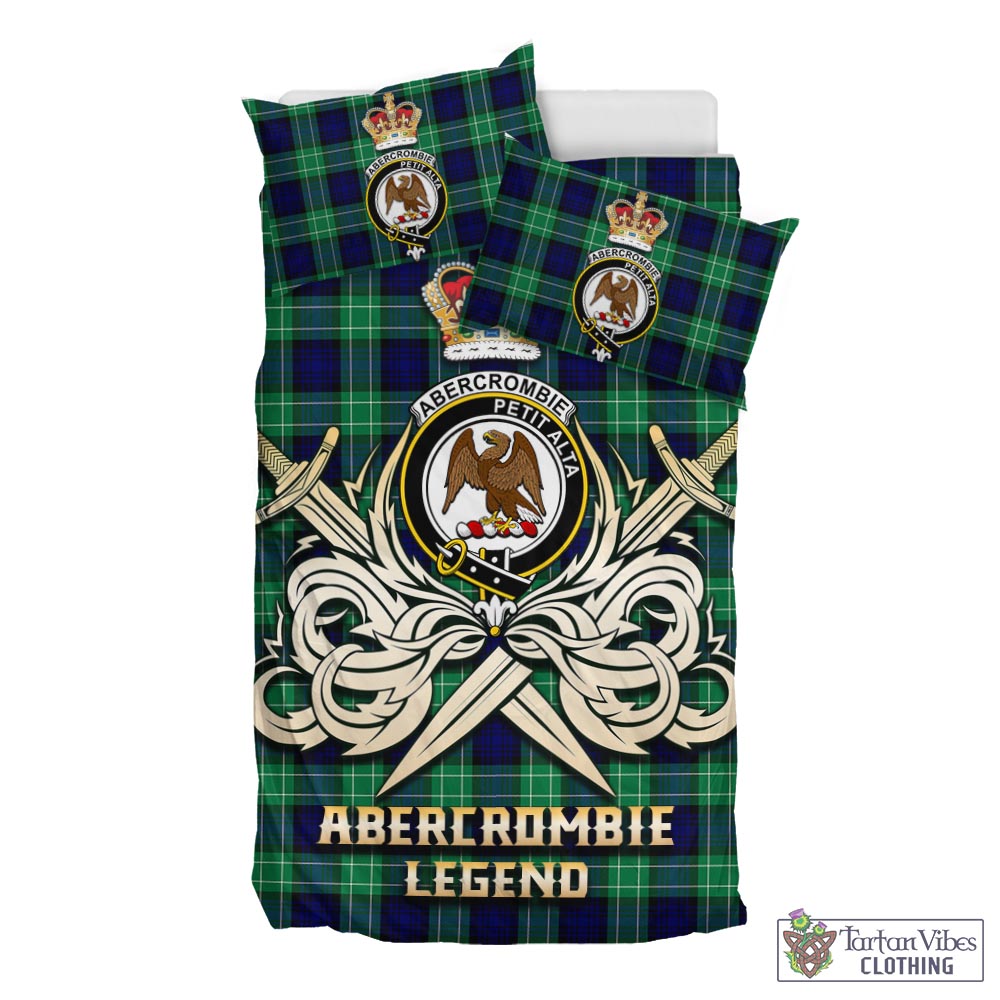 Tartan Vibes Clothing Abercrombie Tartan Bedding Set with Clan Crest and the Golden Sword of Courageous Legacy