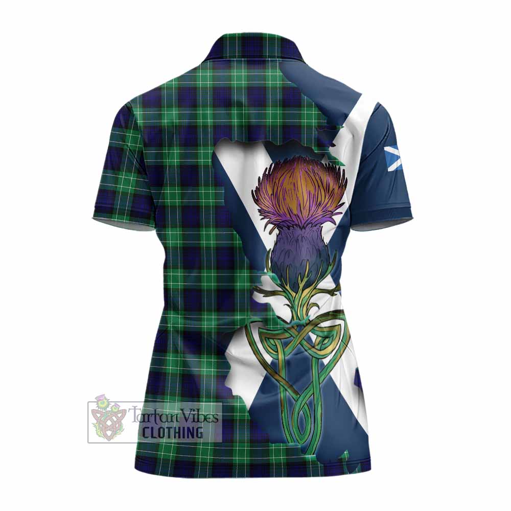 Tartan Vibes Clothing Abercrombie Tartan Family Crest Women's Polo Shirt Scottish Thistle Celtic Inspired