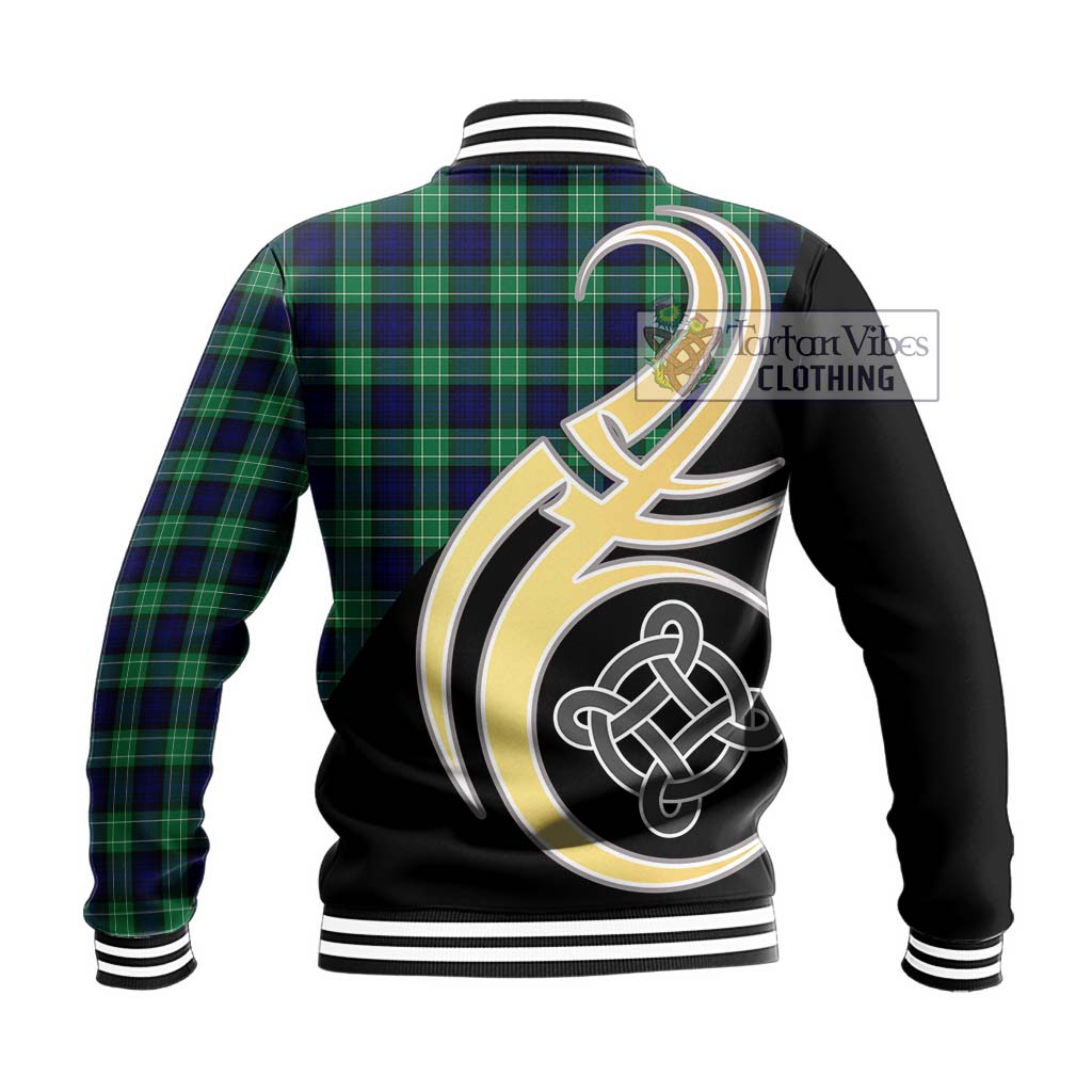 Abercrombie Tartan Baseball Jacket with Family Crest and Celtic Symbol Style - Tartan Vibes Clothing