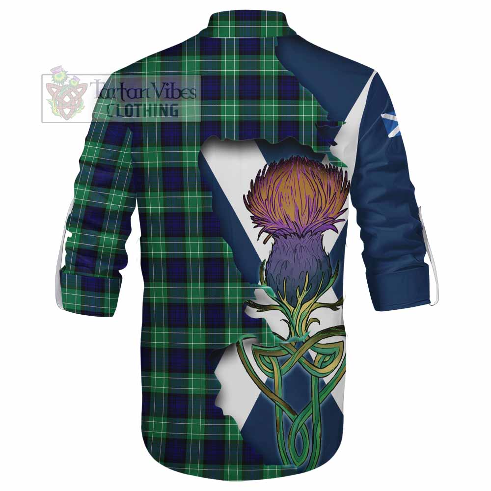 Tartan Vibes Clothing Abercrombie Tartan Family Crest Ghillie Kilt Shirt Scottish Thistle Celtic Inspired