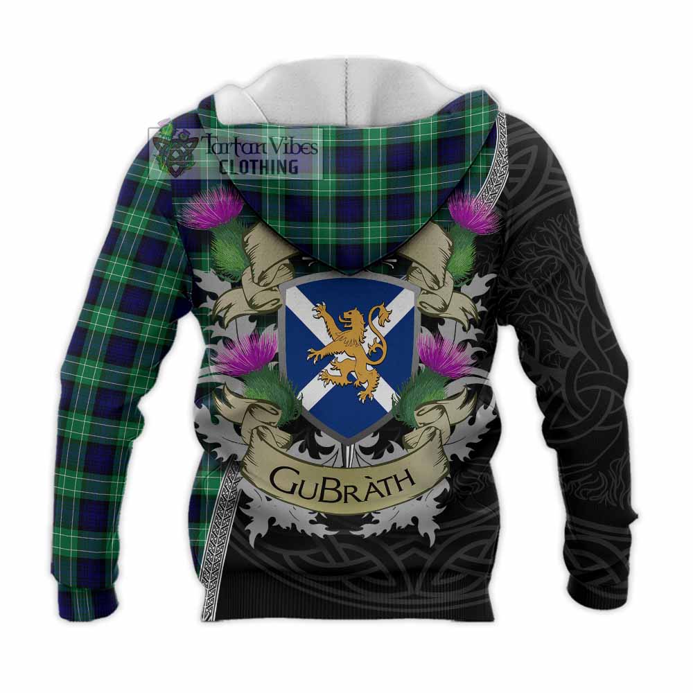 Tartan Vibes Clothing Abercrombie Tartan Family Crest Knitted Hoodie Lion Rampant Royal Thistle Shield Celtic Inspired